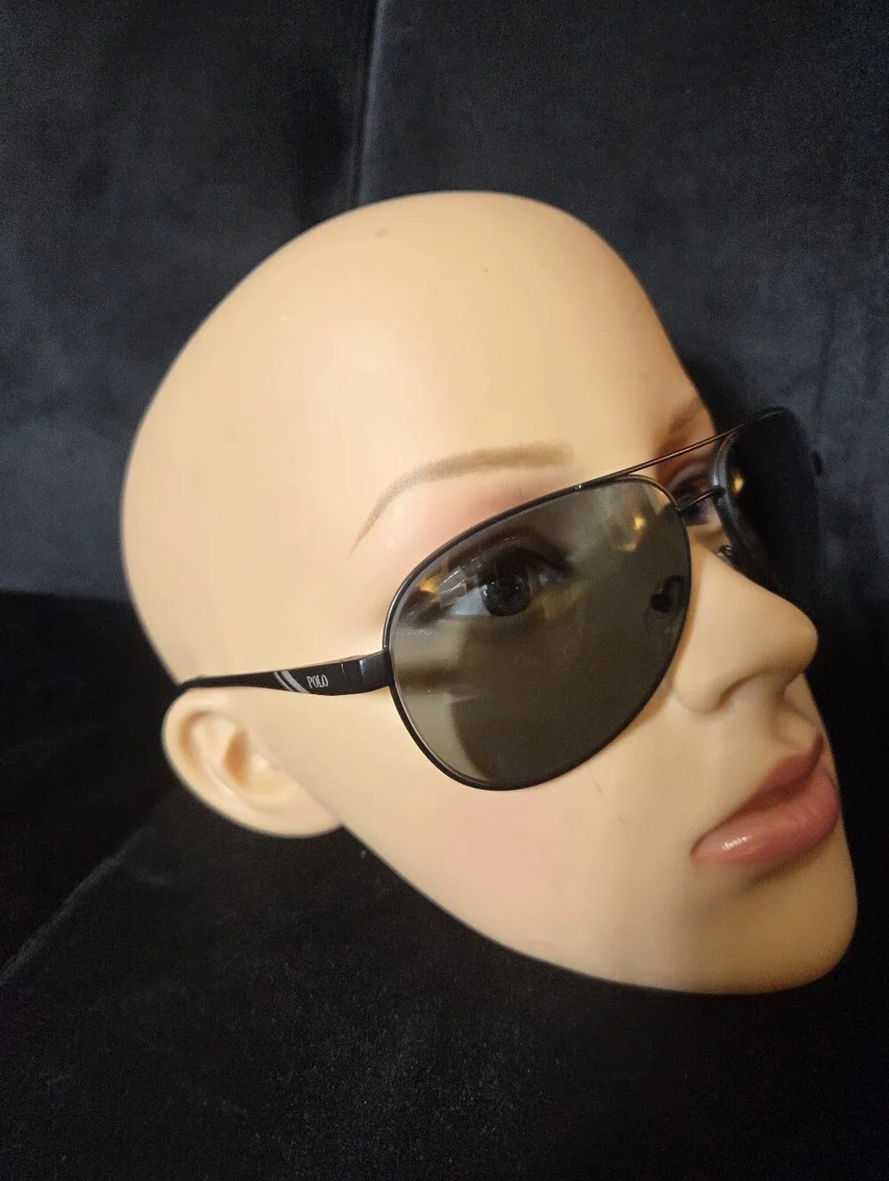 Polo by Ralph Lauren Men’s Black Metal Aviator Sunglasses with Dark Lenses